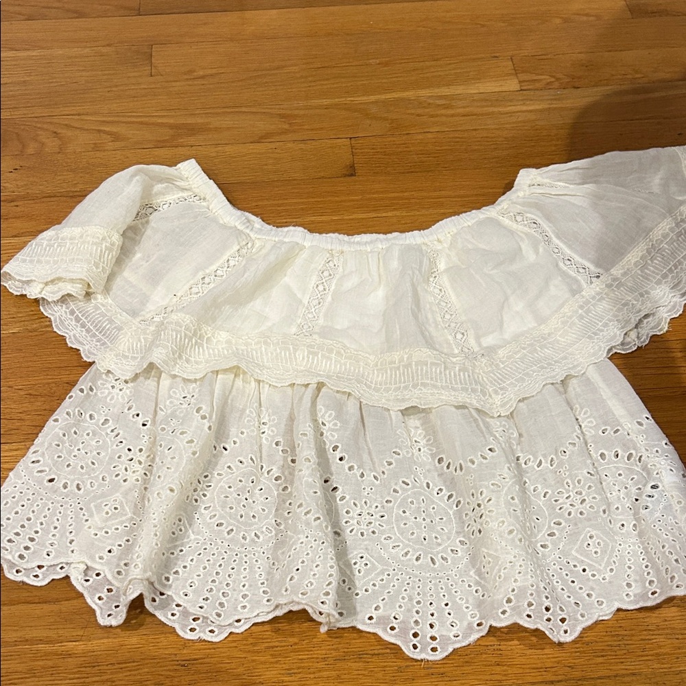 American Eagle Outfitters White Eyelet Off-Shoulder Blouse